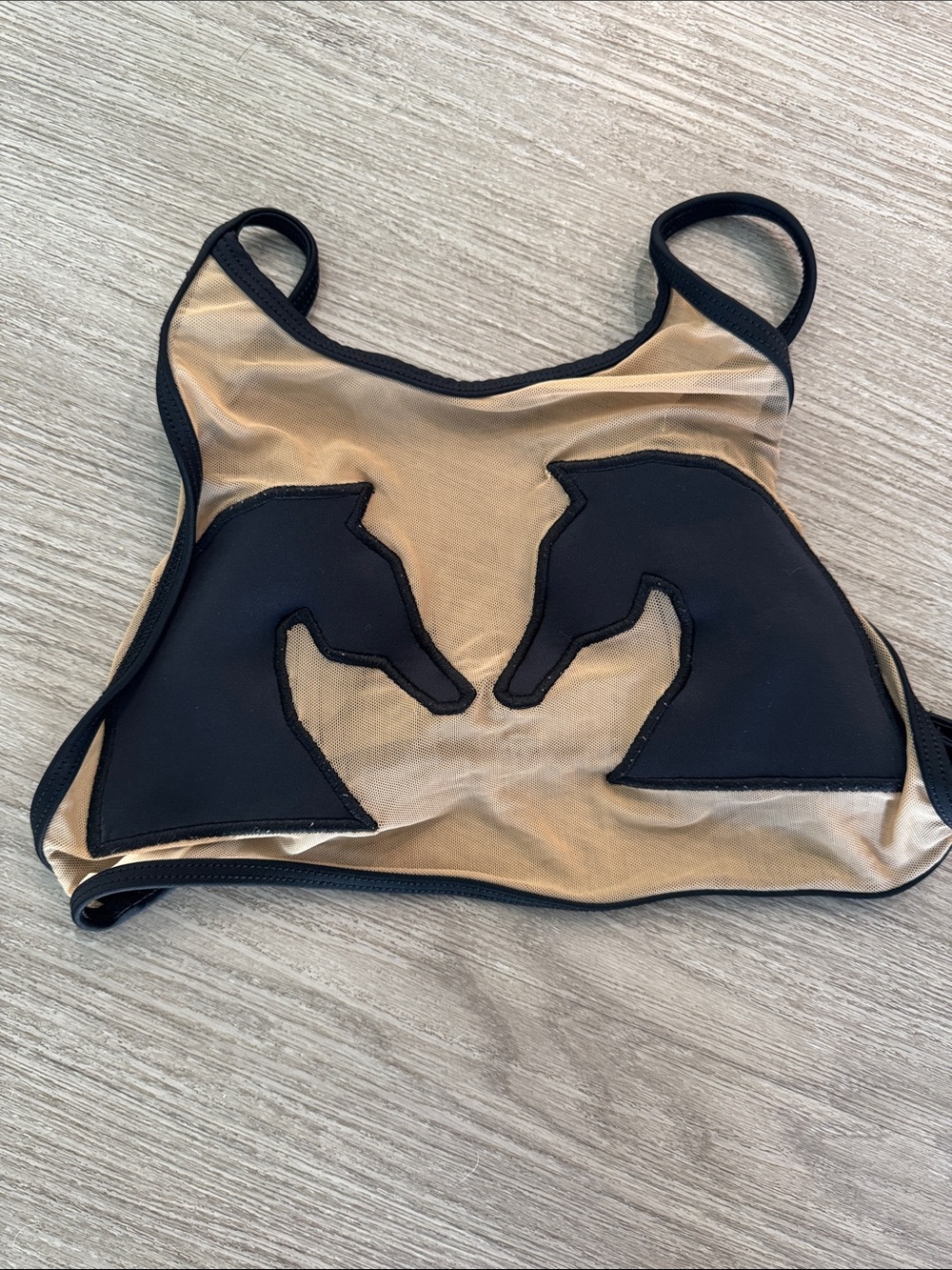 Pacific and Driftwood Black Horse Appliqué Mesh Crop Top